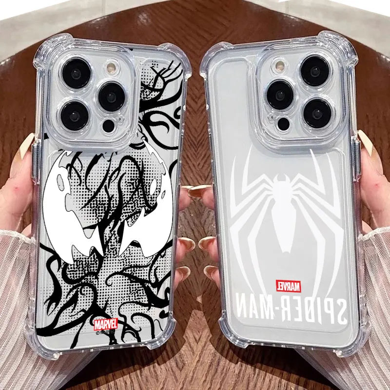 Marvel Hero Spiderman Venom Cool Clear Case For iPhone 17 16 15 14 13 12 11 Pro Max 16e 17e Air 13 15 Plus XS XR 7 8 Phone Cover