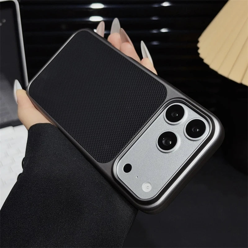 Luxury Diamond Pattern Leather Texture Case for Apple iPhone 17 Air 16 14 15 13 Pro Max Shockproof Plating PC Armor Matte Cover