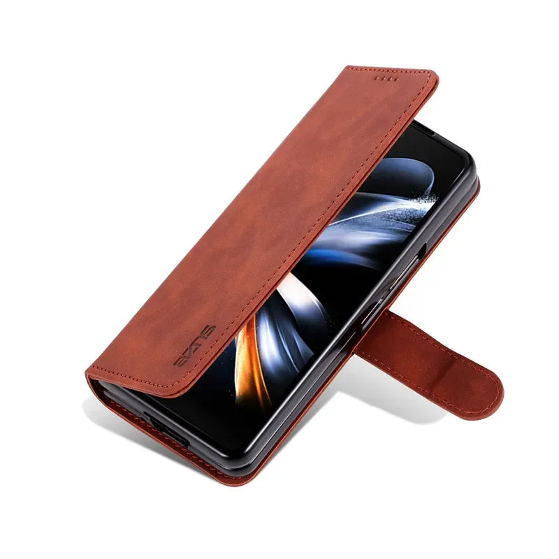 EUCAGR Wallet Stand Magnetic Flip PU Leather Case For Samsung Galaxy Z Fold 3 4 5 6 7 Holder Cover For Samsung Z Fold7 6 5 4 3