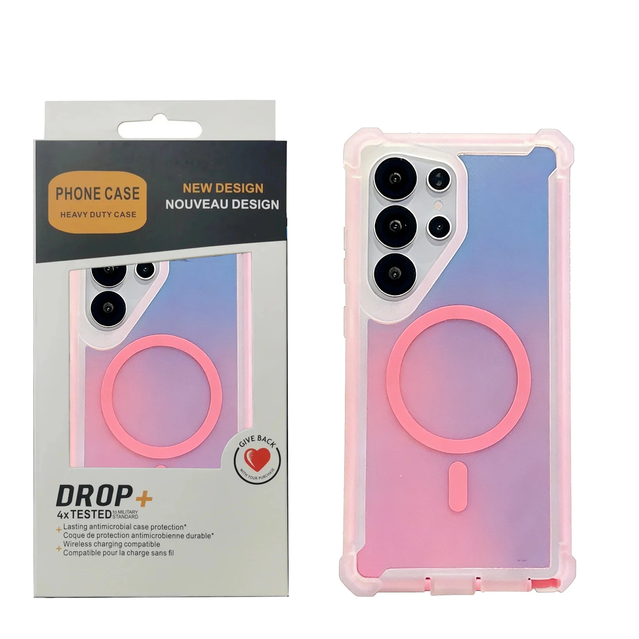 Rugged Aurora Gradient Phone Case For Samsung S26Ultra S25 S24 Plus For MagSafe Four-corner Airbag Anti-fall OTT-BOX Armor Cover