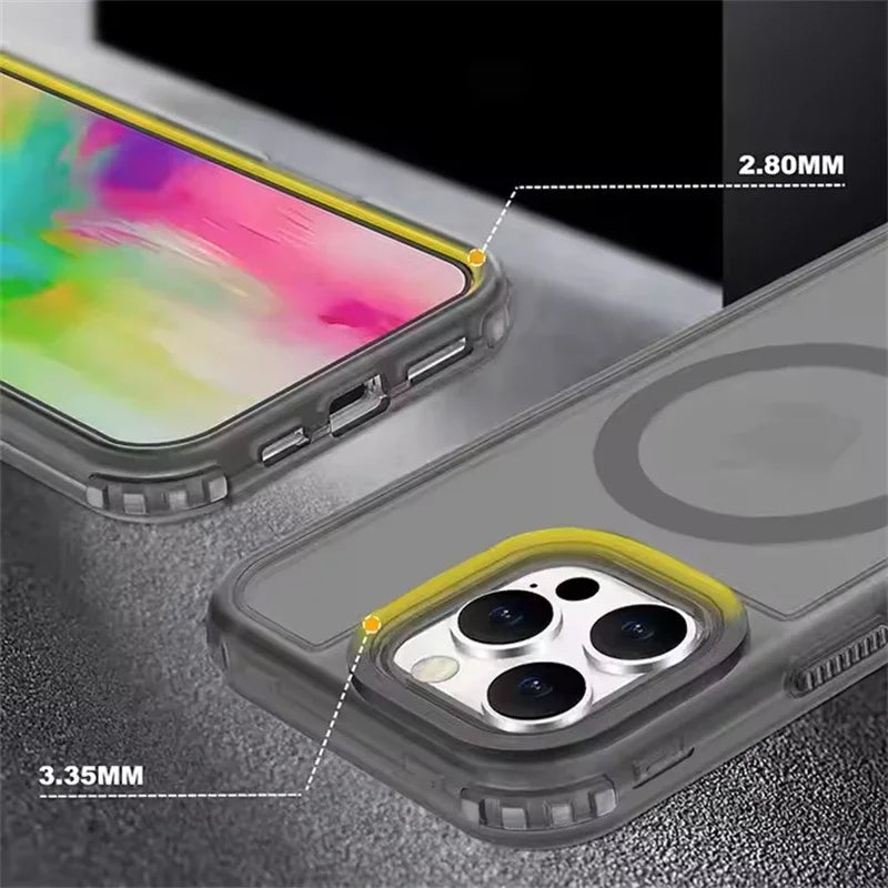 3 in 1 Magnetic Heavy Duty Armor Case for Magsafe IPhone 17 Air 16 15 14 13 12 Pro Max Plus 16Pro IPones Macsafe Cover Accessory
