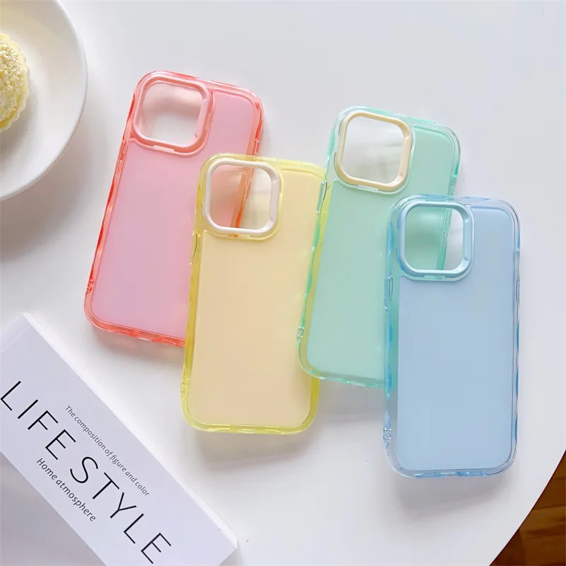 Candy Color Jelly Transparent Shockproof TPU Phone Case For iPhone 17 Air 16 15 13 14 Plus 12 11 Pro Max 16e Soft Back Cover