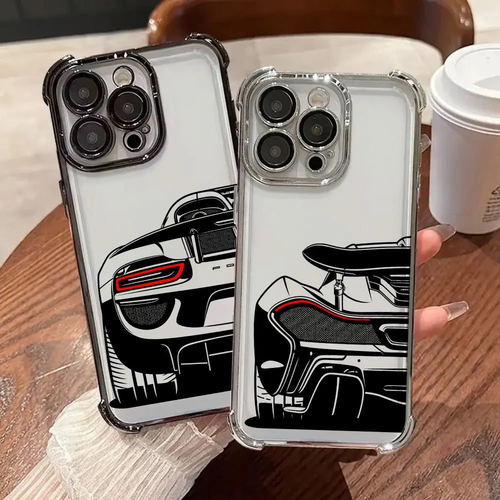 Cool Line Sports Car Male Love Phone Case for iPhone 17E 11 13 15 16 17 Pro Max 14 Plus 17Air 16E Pro 12 17Pro Soft Clear Cover
