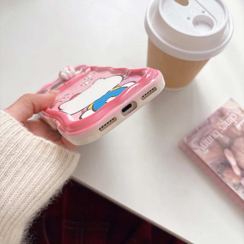 Sanrio Family Ear Toy Cartoon Case for iPhone 17 16 Pro Max 15 Plus 14 13 Mini 12 11 SE 7 8 Plus 16E XS XR Soft Wave Phone Cover