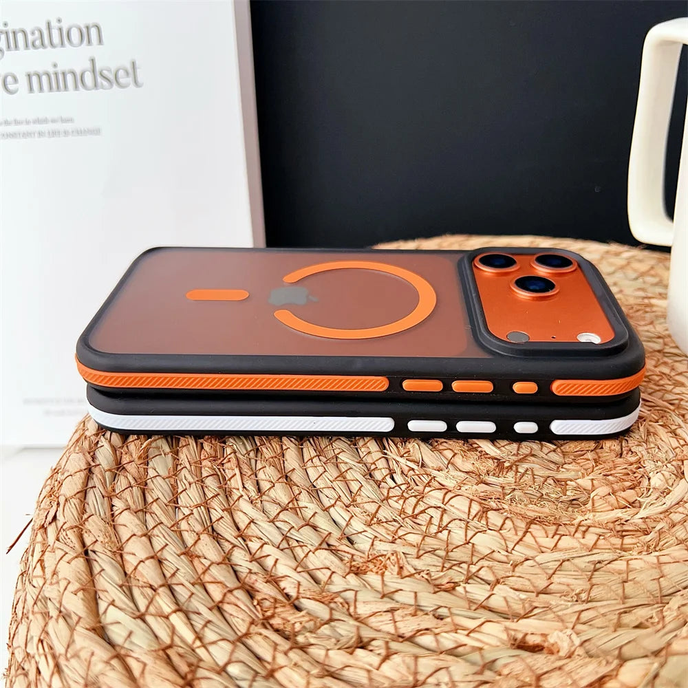 Shockproof Luxury Matte Magnetic Case for iPhone 17 Pro Max 17 Air 17 Pro Colorful Border for Magsafe Wireless Charging Cover