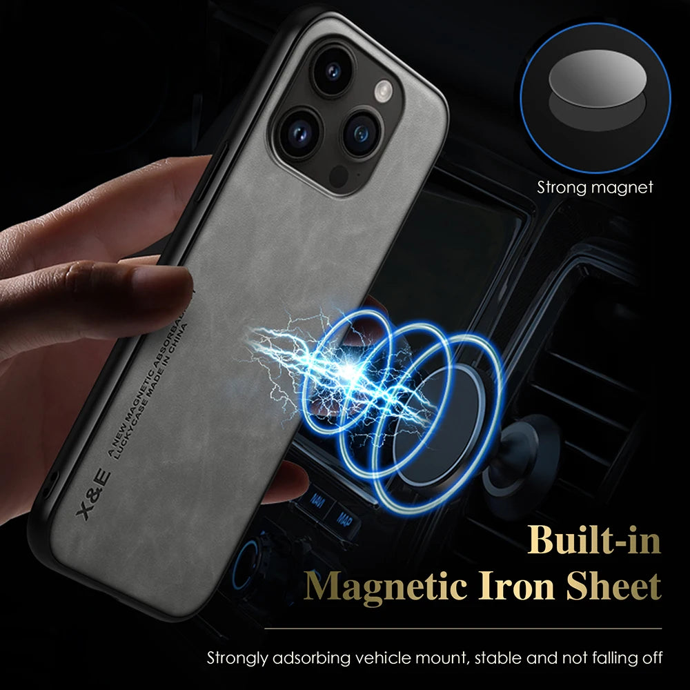 Luxury Genuine Leather+Magnetic Case For iPhone 11 Pro Max X XS XR 7 8 Plus 10 SE 2020 2022 Soft Shell Cover Skin Mask Women Men