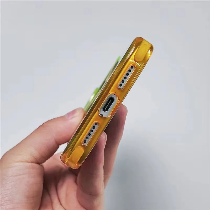 Gradient Color Magnetic Rotating Pivot Bracket Case For iPhone 17Pro 16Pro 17Pro max AI Camera Button For Magsafe Hard Cover