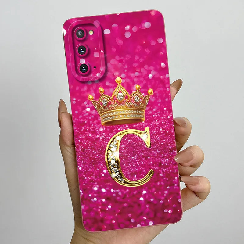 For Samsung S20 FE Plus Ultra Case Crown Letter Soft Liquid Silicone Phone Case For Galaxy S 20 S20FE Full Protection Back Cover