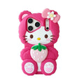 For iPhone 17 Promax 16 15 14 13 12 Pro Max Phone Case 3D Sanrio Hello Kitty Strawberry Cartoon Y2k Soft Silicone Cover