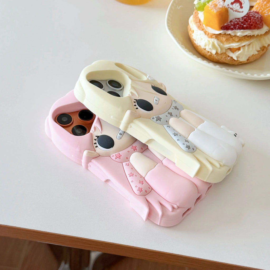 Y2K Cartoon  Little Girl Silicone Phone Case For iPhone 17 16 15 14 13 Pro ProMax Plus 12PM Comfortable Design Preferred Gift