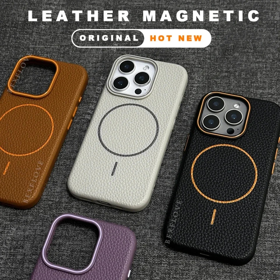 Frosted Hit Color TPU Soft Lichee Pattern Shockproof Case for IPhone 17 Air 16 15 14 Plus 13 12 ProMax for Magsafe Protect Cover