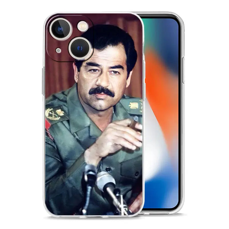 Saddam Hussein Iraq Flag Phone Case For iPhone 15 16 14 13 12 11 Pro Max XS X XR SE 7 8 Plus Clear Silicone Lens Protect Cover