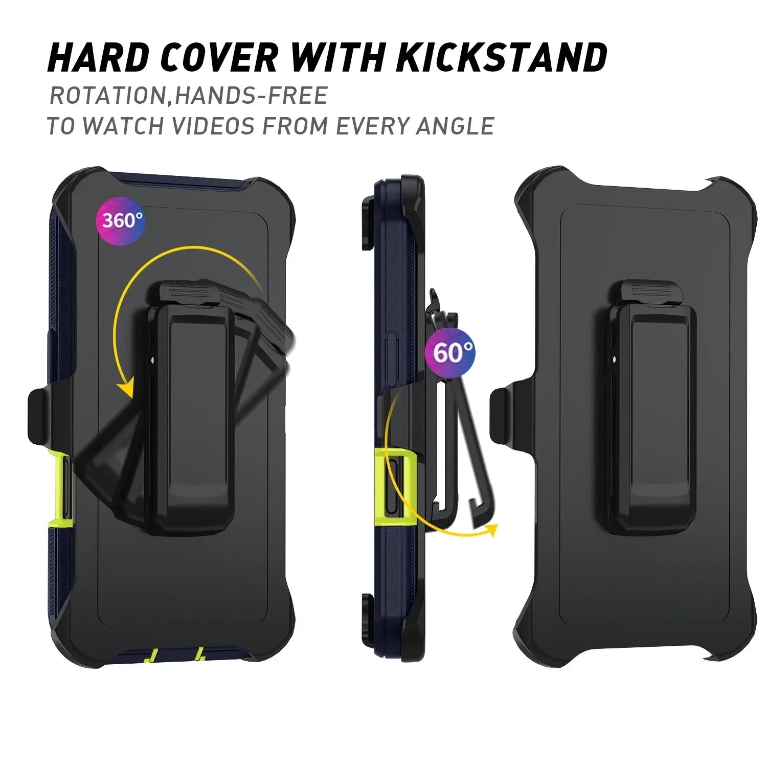 Ott Armor Box Shockproof Defender Case For IPhone 16/15/14/13/12/11 Pro Max - Hard Cover with Clip & Military-Grade Protection