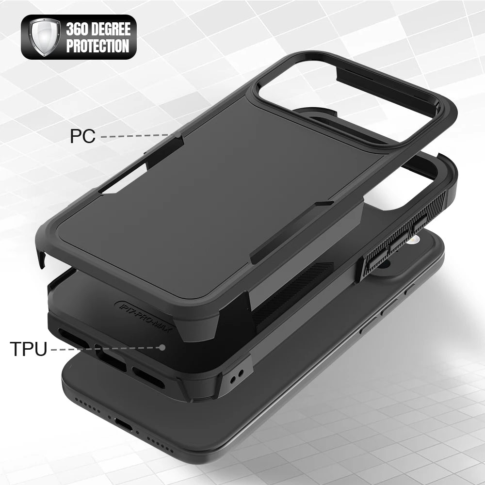 New TPU/PC Case for iPhone 17 Pro Max Air 17e - Military Grade Shockproof Phone Cover Hybrid Armor Dual Layer Protection Shell
