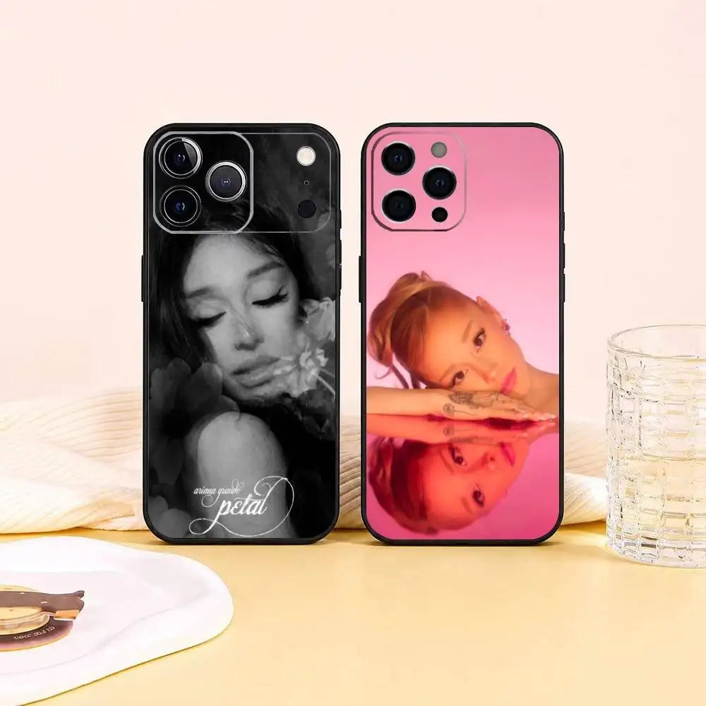 Hot Singer Ariana Grande Gift Phone Case For iPhone 17,16,15,14,13,12,11 Plus,Pro Max,XS,Soft Silicone Black Cover