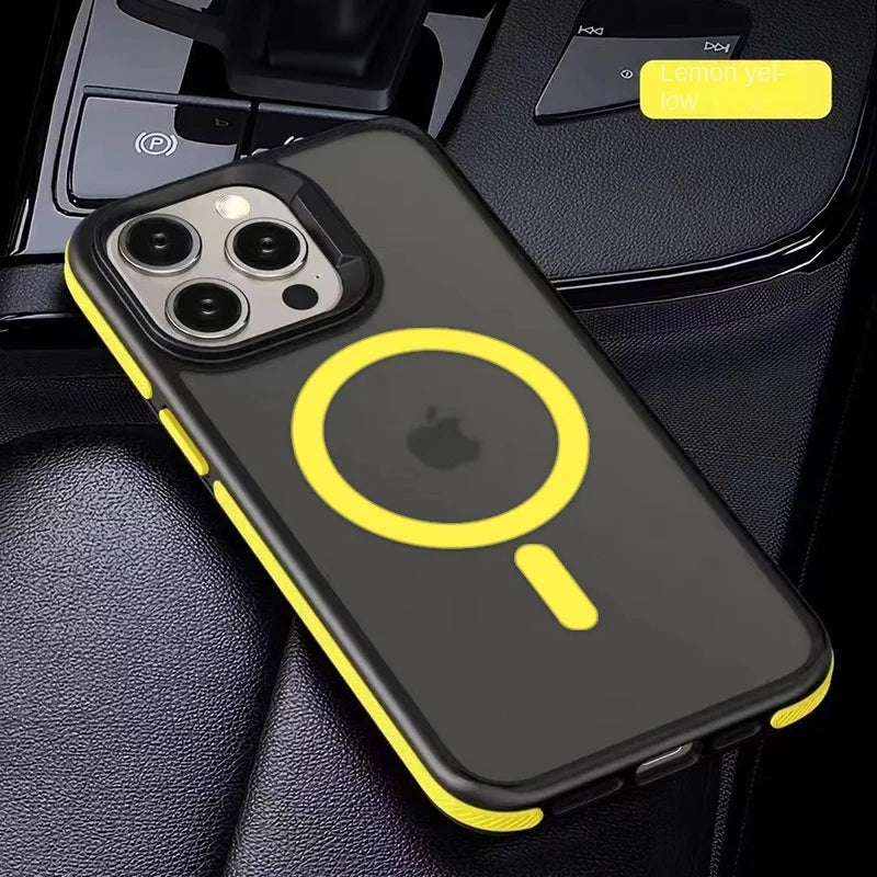 Magnetic Luxury Matte Translucent Armor Shockproof Case For iPhone 16 15 14 13 Pro Max for Magsafe Wireless Charge Cover
