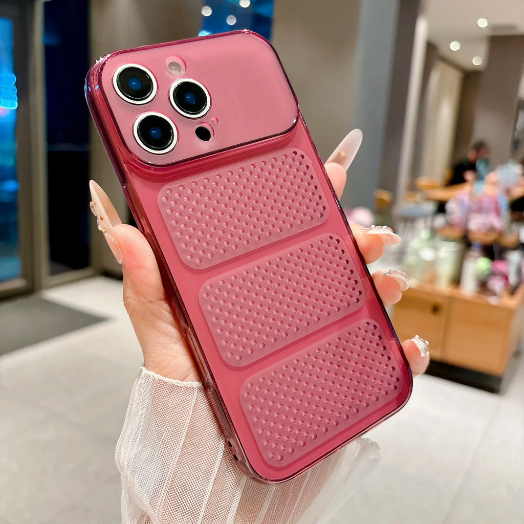TPU Soft Cooling Phone Case For iPhone 17 Air 16 15 14 Plus 13 12 11 Pro Max Large Window Heat Dissipation  Shockproof Cover