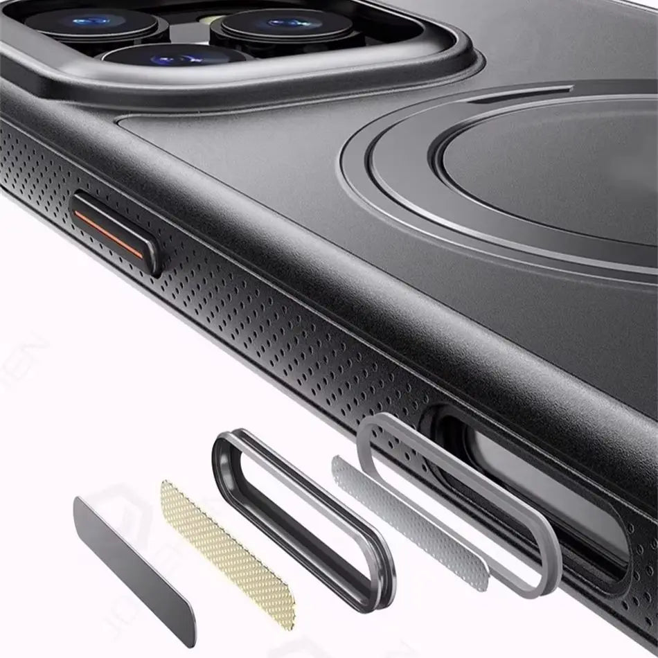 360° Rotation Ring Stand Magnetic Case For iPhone 13 14 15 16 17 Pro Max 16E Matte Military Shockproof Armor Cover For Magsafe