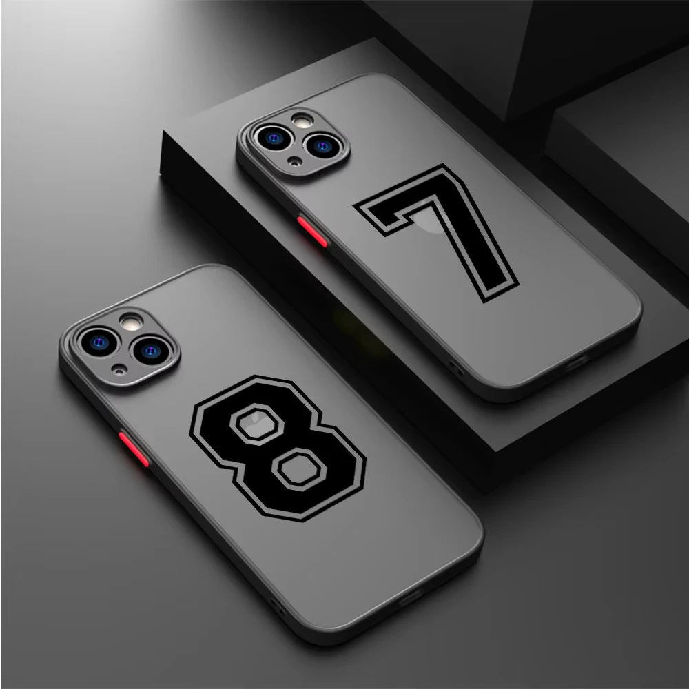 Case for iPhone 17 16 15 14 13 12 11 Pro Max X XS Max XR 17 Air Matte Cover Football Star Numbers Line Back Luxury