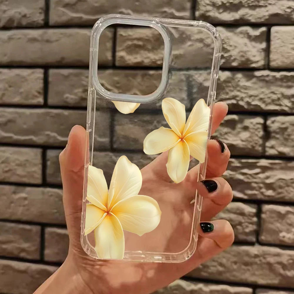 Fresh Summer Yellow Floral Pattern Clear Phone Case For iPhone 17 Air 11 12 13 14 15 16 Pro Max Plus XS X XR Silicone Soft Cover