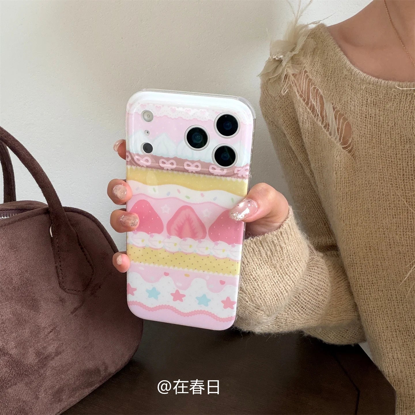 Korean Ins Sweet Girl Heart Strawberry Cream Cake Cute Phone Case For iPhone 17 16 15 14 13 12 11 Pro XR Max 7 8 Plus Y2K Cover