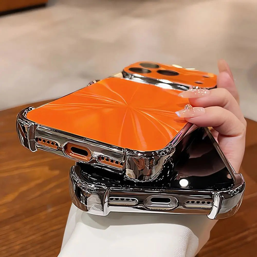 Luxury Plating Bumper Aurora Laser Case for iPhone 17 16 15 14 13 Pro Max Shockproof Airbag Cover for iPhone 14 15 16 Pro Max