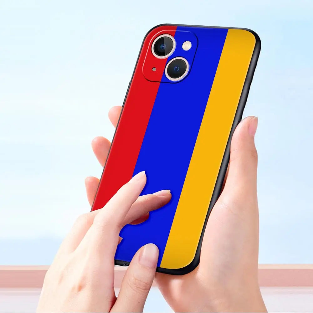 Armenia Armenian Flag For iPhone 11 12 13 15 16 14 Pro Max Phone CaX XR XS 7 8 Plus 2020 Luxury Black Silicone Cover Funda