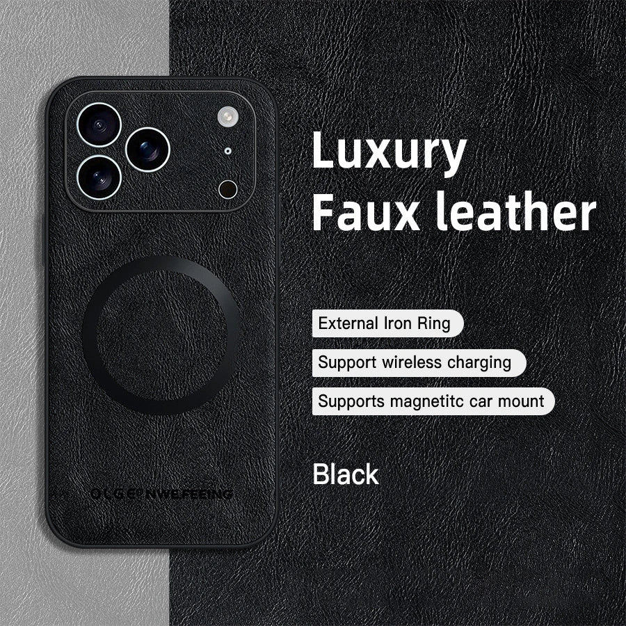 Classic Leather Phone Case For iPhone 16 11 12 13 15 17 Pro Max 16E 14 Plus 17 Air For Magsafe Magnetic Charging Protector Cover