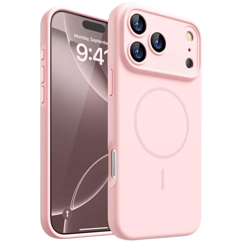 Magnetic Silicone Soft Case for Magsafe IPhone 17 Air 16 15 14 13 12 Pro Max Plus 17Air 17Pro i Phone i17 ProMax Mag Safe Cover