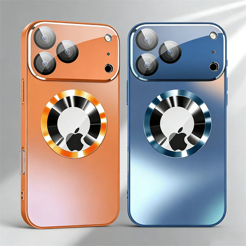 Luxury Glass Camera For Magesafe Magnetic Wireless Charge Case For iPhone 17 15 14 13 12 11 16 Pro Max Air Plus Shockproof Cover