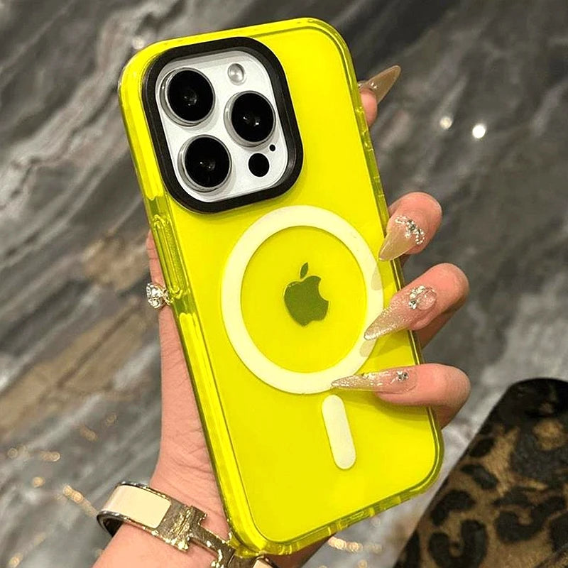 Luxury Wireless Charging For Magsafe Case For iPhone 11 12 13 14 15 16 17 Air Pro Max Plus Magnetic Transparent Bumper Cover