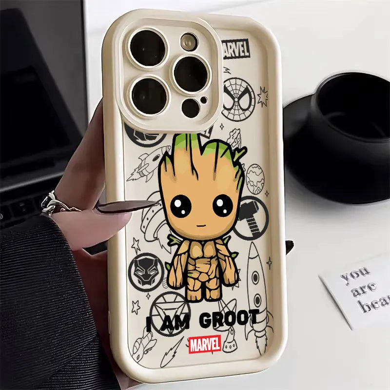 Baby Groot Marvel Silicone Case For Apple iPhone 17E 15 16 14 13 12 11 17 Pro Max 17 Air 16 15 Plus 16E Phone Protective Cover