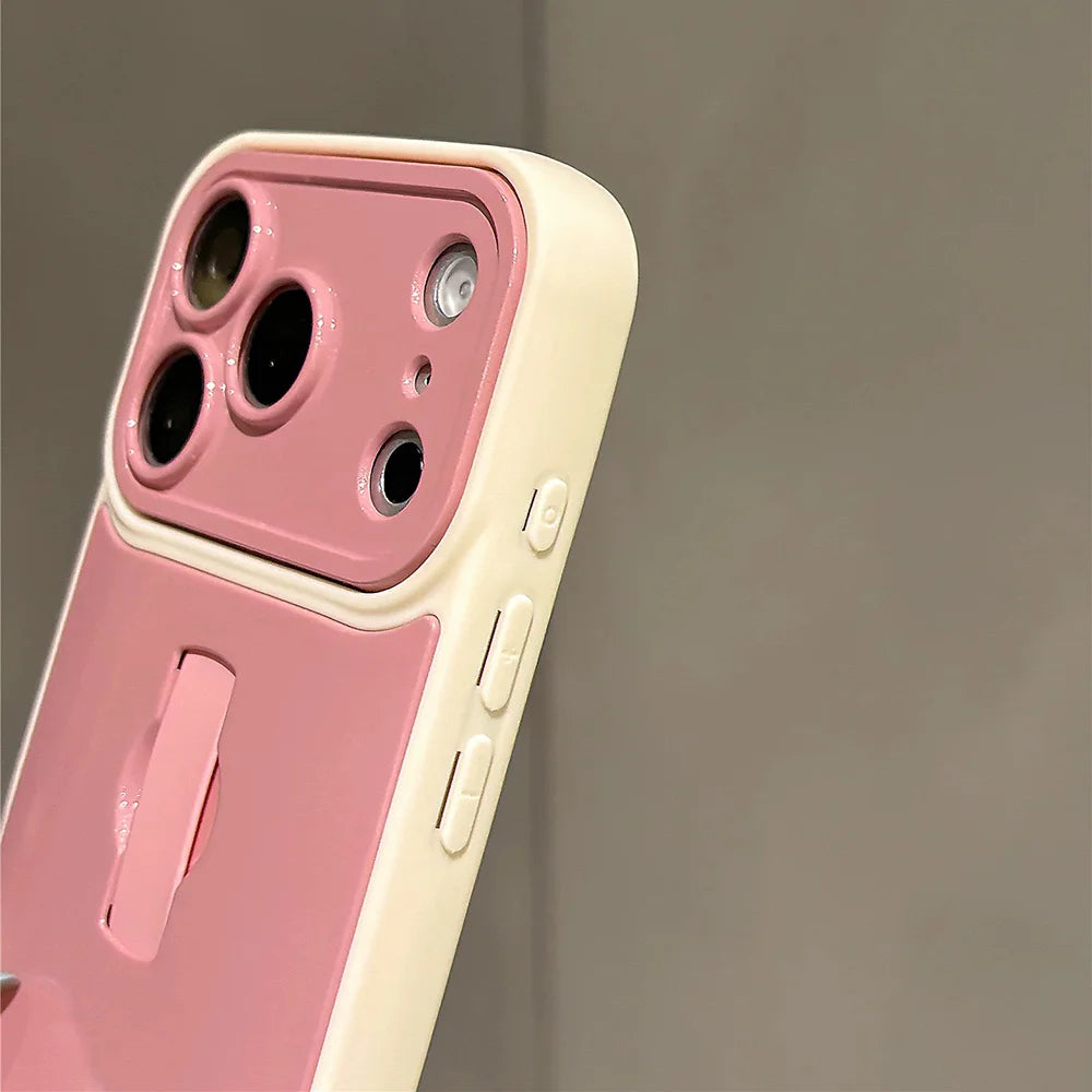 Summer Simple Candy Color Invisible Ring Buckle Stand Case For iPhone 17 16 15 14 13 Pro Max Shockproof Grip Bracket Phone Cover