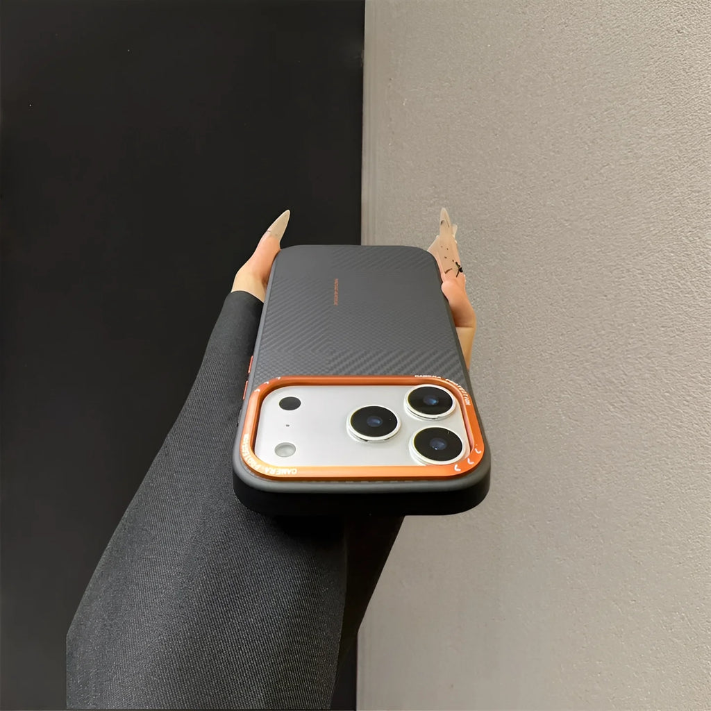 Luxury Color Camera Lens Protective Case for iPhone 17 16 Pro Max Magnetic Charging Carbon Fiber Texture Matte Back Cover Coques