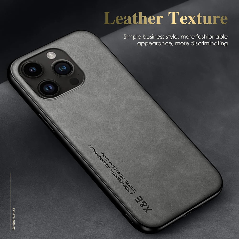 Luxury Genuine Leather+Magnetic Case For iPhone 11 Pro Max X XS XR 7 8 Plus 10 SE 2020 2022 Soft Shell Cover Skin Mask Women Men
