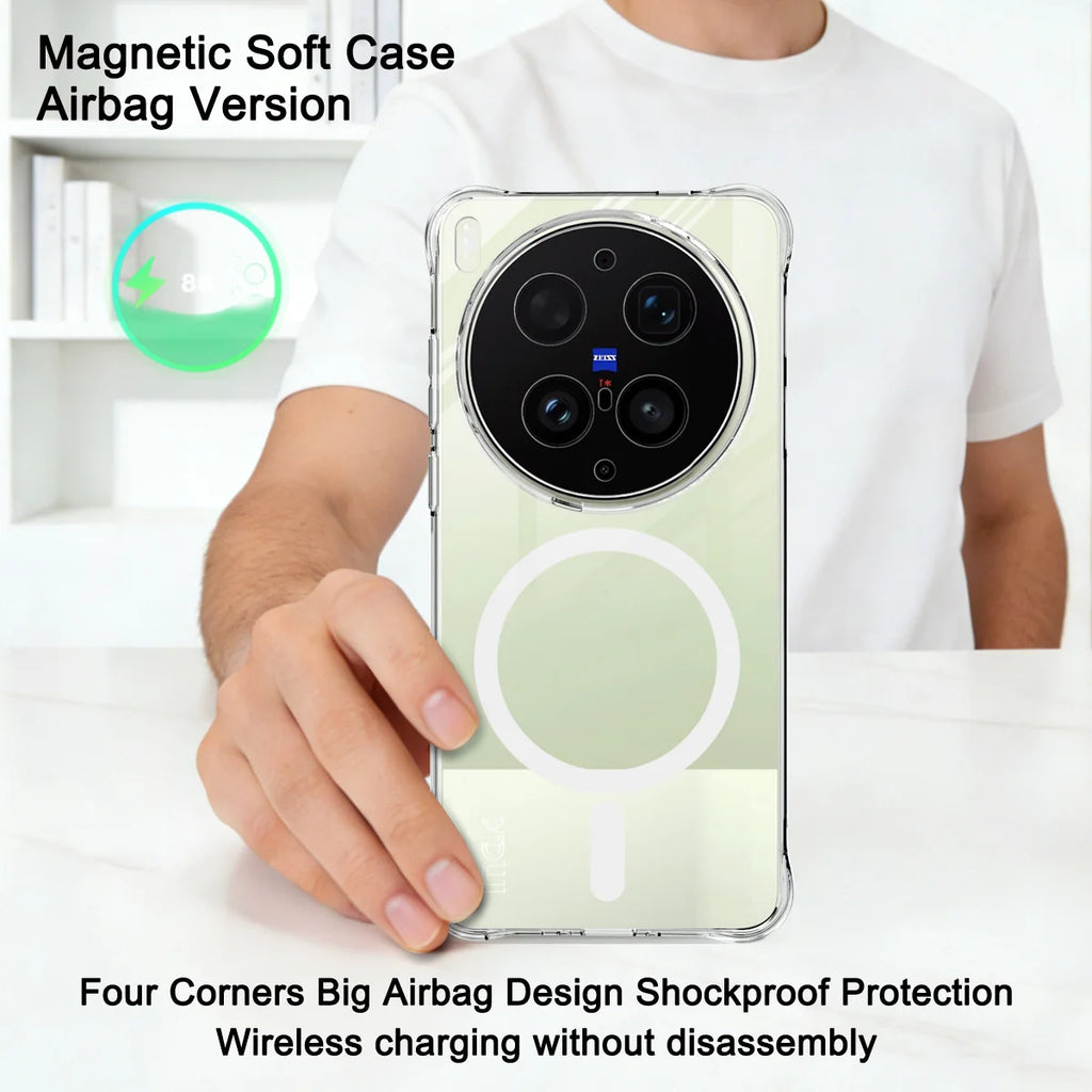 Magnetic Case for Vivo X300 X300s X300 Pro Ultra 5G IMAK Shockproof Soft Airbag TPU Cover