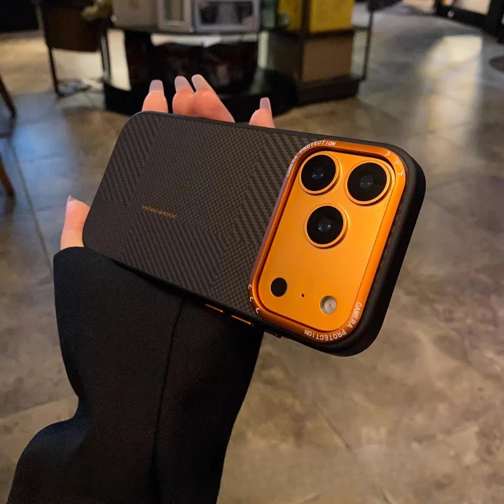 Matte Carbon Fiber Texture Magnetic Case For iPhone 17 16 Pro Max Magnets Charging Camera Lens Shockproof Soft Edges Phone Cover