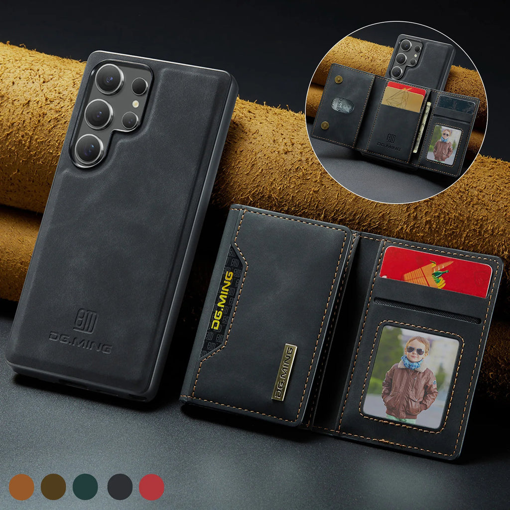 2 In 1 Case For Samsung Galaxy S26 S25 S24 S23 S22 Ultra S25 Edge A56 A36 A55 Wallet Magnetic Leather Card Holder Pocket Cover