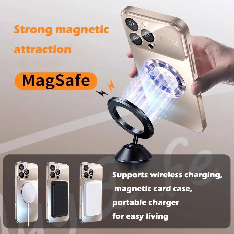 Luxury Titanium Metallic Color Matte Magnetic Case for iPhone 17 16 Pro Max 15 14 Plus 13 12 For Magsafe Wireless Charge Cover