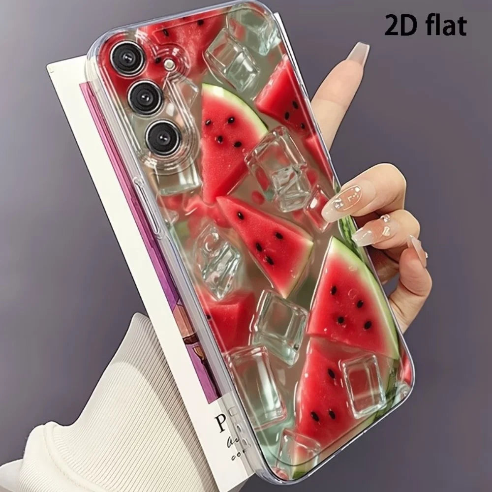 Summer Iced Watermelon Pattern TPU Phone Case For Samsung Galaxy S26 S25 S24 S23 S22 S21 S20 Ultra Plus FE Edge 2022 5G Cover