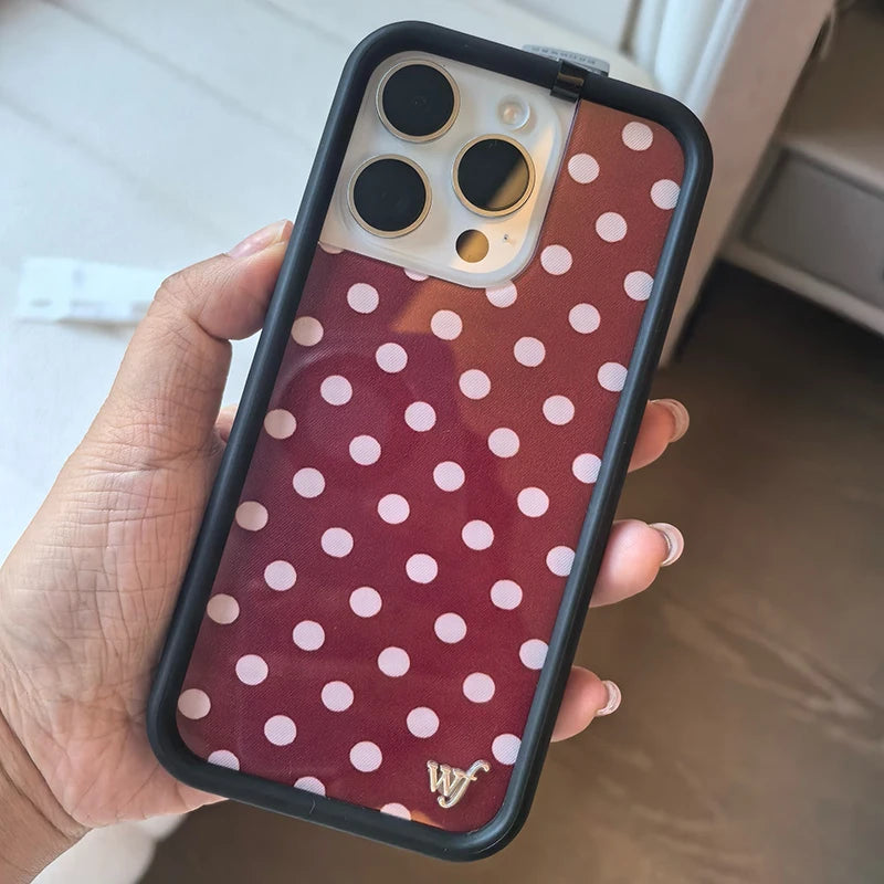 Wildflower Colors Polka Dots Phone Case for iPhone 16 15 14 13 12 17 Pro Max Plus Air WF ins Blue Red Wave point WF Cover Coque