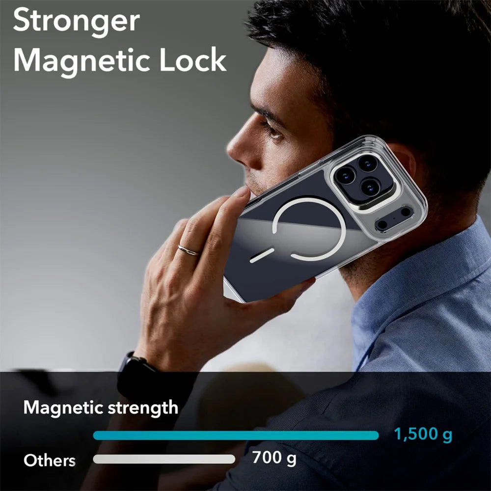Original For Magsafe Invisible Lens Stand Holder Phone Case For iPhone 17 Pro Max Air 14 15 16 Plus 13 12 11 Clear Acrylic Cover
