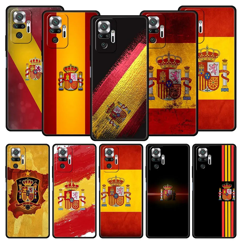 Spain Flag Phone Case For Xiaomi Redmi Note 14 13 5G 10 11 12 Pro Plus 4G 14C 13C 12C 10C Black Cover