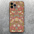 William Morris Strawberry Thief Design Phone Case for Iphone 17 16 15 14 13 12 11 Pro Max Xr X Xs Mini Plus Black Soft Silicone