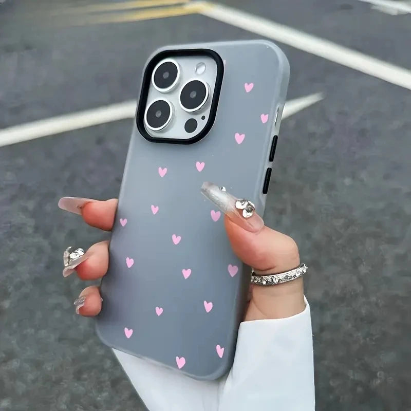 Small Fresh Pink Heart Jelly Color Phone Case For iPhone 17 16 11 12 13 14 15 Pro Max Air Cases For iPhone 16 15 14 Plus Cover