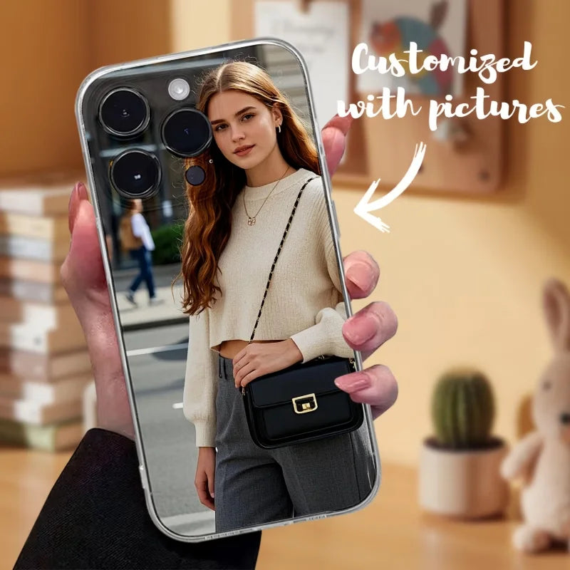 DIY iPhone 17 16 15 14 13 12 11 Pro 11 12 Mini XS Max XR 8 7 6 Plus Air Customized Photo Transparent TPU Phone Protective Case