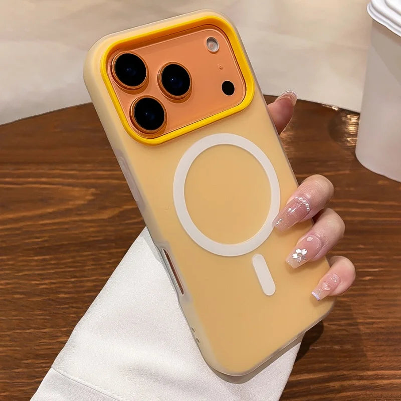 Luxury 2IN1 Clear Candy Phone Case For iPhone 17 Pro Max Air 14 15 Plus 12 13 16 Pro For Magsafe Magnetic Matte Protector Cover