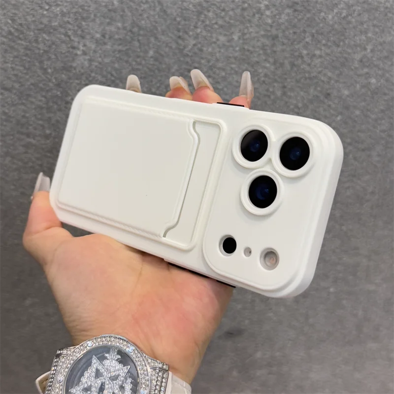 Luxury Soft Silicone Wallet Case For iPhone 17 Air 16E 15 14 Plus 13 12 Mini 11 Pro Max XR XS Shockproof Card Holder Slot Cover