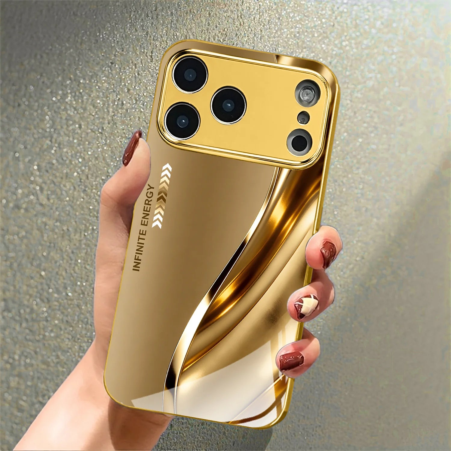 New electroplated glass phone case with metal curve design, suitable for iPhone 17, 16, 15, 14, 13, 12, 11, etc.