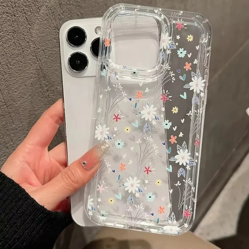 Cute Retro Cartoon Eyes Mushroom Floral Print Clear Phone Case For iPhone 17 16 15 14 13 12 11 Pro Max Cell Phone Funda